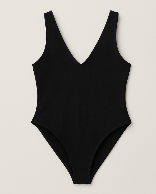 Body en Lycra escote en V Negro