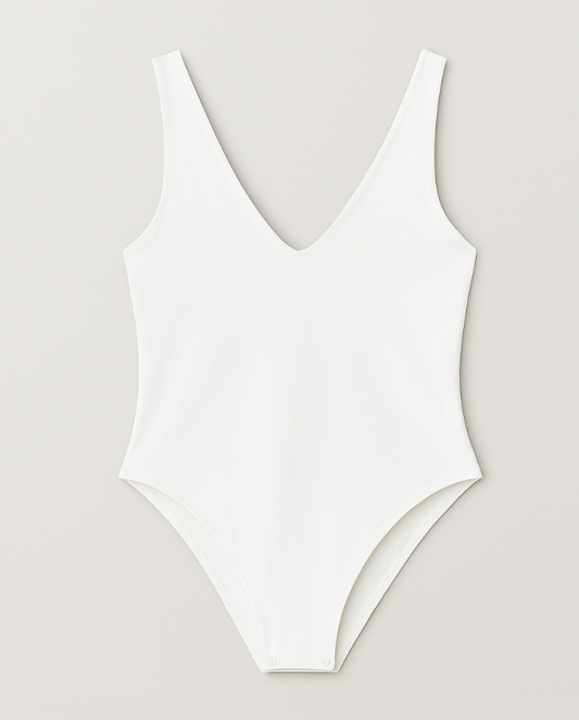 Body en Lycra escote en V Blanco