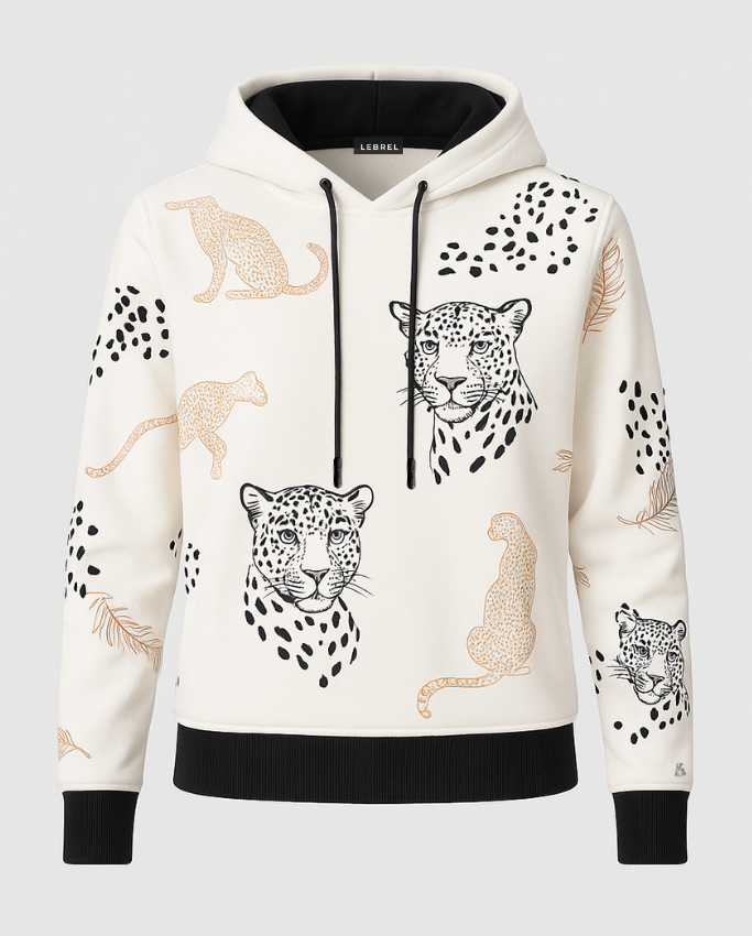 Hoodie de Leopardo Beige