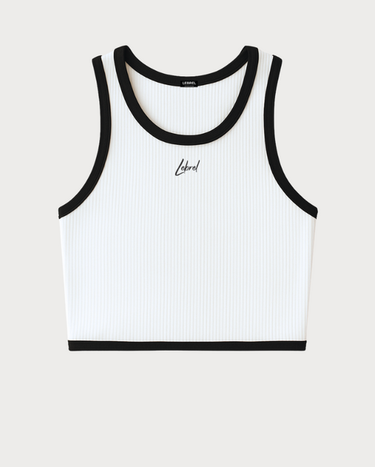 Tank Top Corto Blanco borde Negro